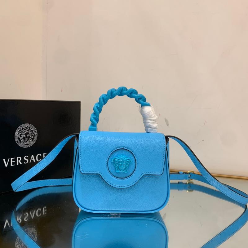 Versace Chain Handbags V1066 Litchi Blue